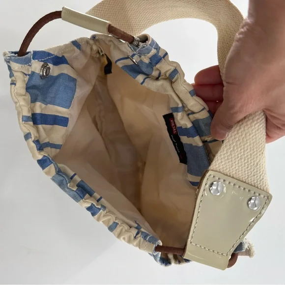 DIESEL VTG Y2K Striped Canvas Shoulder Bag - Picture 8 of 12